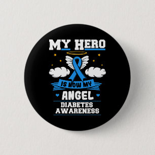 My Hero Is Now My Angel Diabetes Blue Diabetic Ket 6 Cm Round Badge