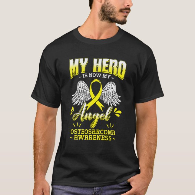 My Hero Is Now My Angel Osteosarcoma Awareness OGS T-Shirt (Front)