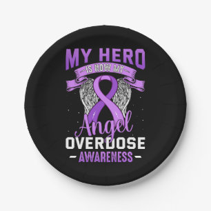 My Hero is Now My Angel Overdose Awareness Support Paper Plate