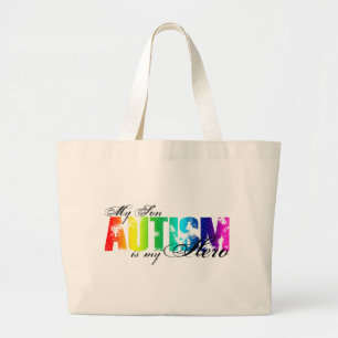 My Hero  My Son - Autism Large Tote Bag