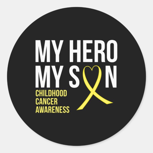 My Hero My Son Childhood Cancer Awareness   Tee  Classic Round Sticker (Front)
