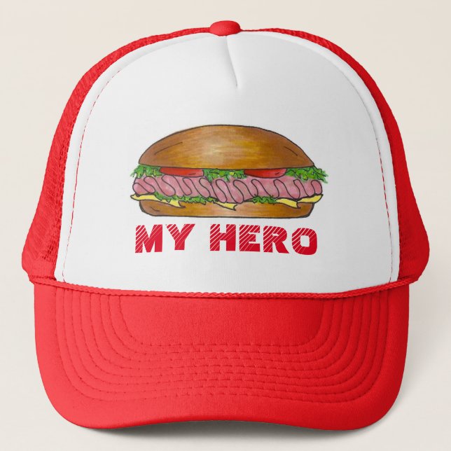 My Hero Submarine Sub Sandwich Grinder Hoagie Food Trucker Hat (Front)