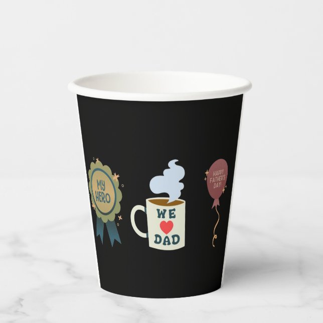 My Hero, We Love Day, Fathers Day Paper Cups (Front)