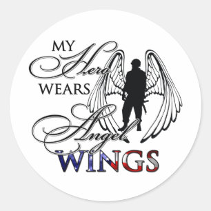 My Hero Wears Angel Wings Classic Round Sticker