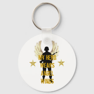 My Hero Wears Angel Wings Key Ring