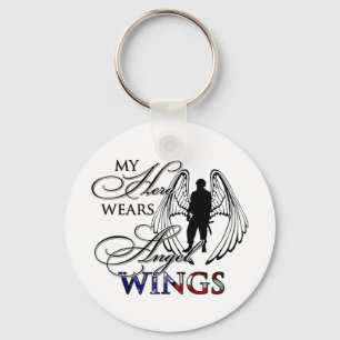 My Hero Wears Angel Wings Key Ring