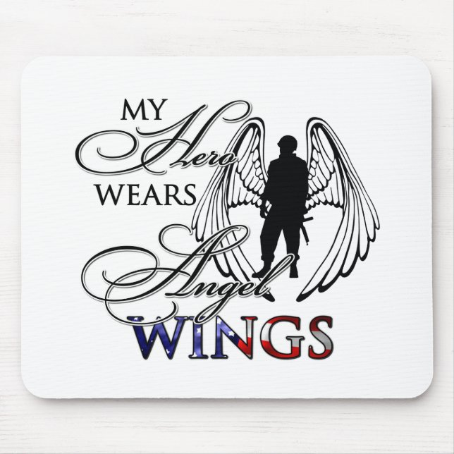 My Hero Wears Angel Wings Mouse Pad (Front)