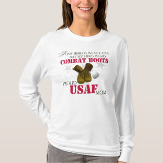 My Hero wears Combat Boots - USAF Mum T-Shirt