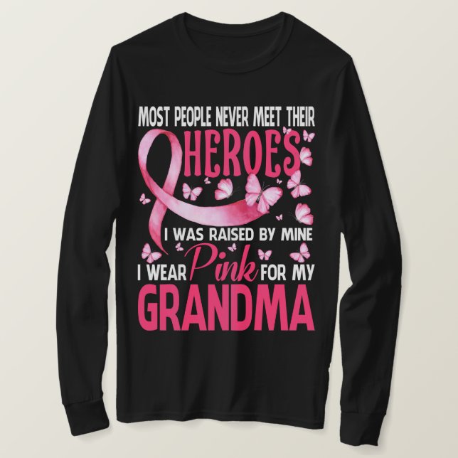 My Heroes I Wear Pink For My Grandma Breast Cancer T-Shirt (Design Front)