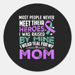 My Heroes I Wear Purple For My Mom Heimer Awarenes Classic Round Sticker