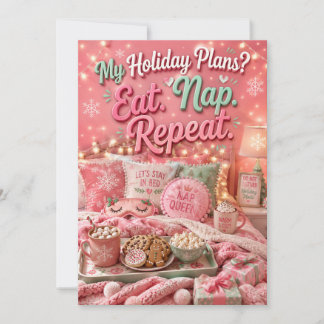 My Holiday Plans Eat Nap Repeat Funny Christmas Invitation