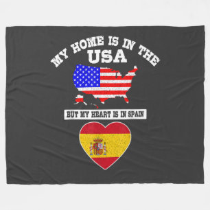 My Home Is In USA My Heart Is In Spain Fleece Blanket