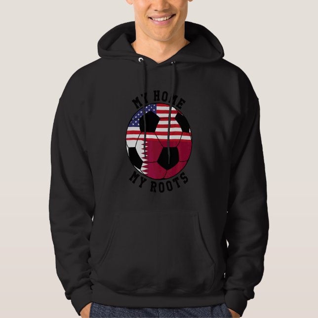 My Home My Roots Qatar Flag Soccer Hoodie (Front)
