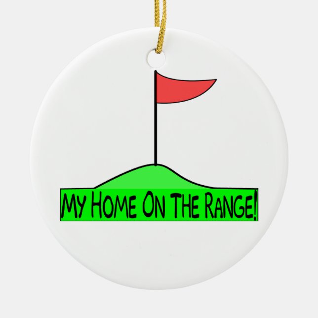My Home On The Range Golf Ceramic Tree Decoration (Front)