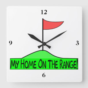 My Home On The Range Golf Square Wall Clock