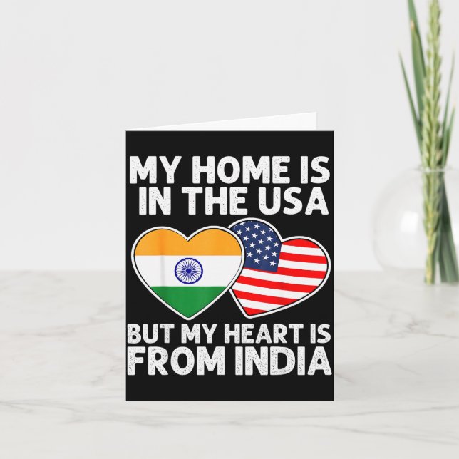 My Home Usa My Heart India Indian American Pride F Card (Front)
