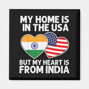 My Home Usa My Heart India Indian American Pride F Magnet