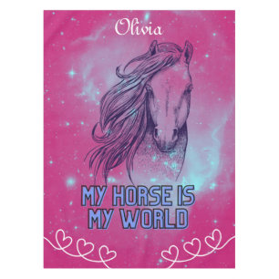 My Horse Is My World Magenta   Tablecloth