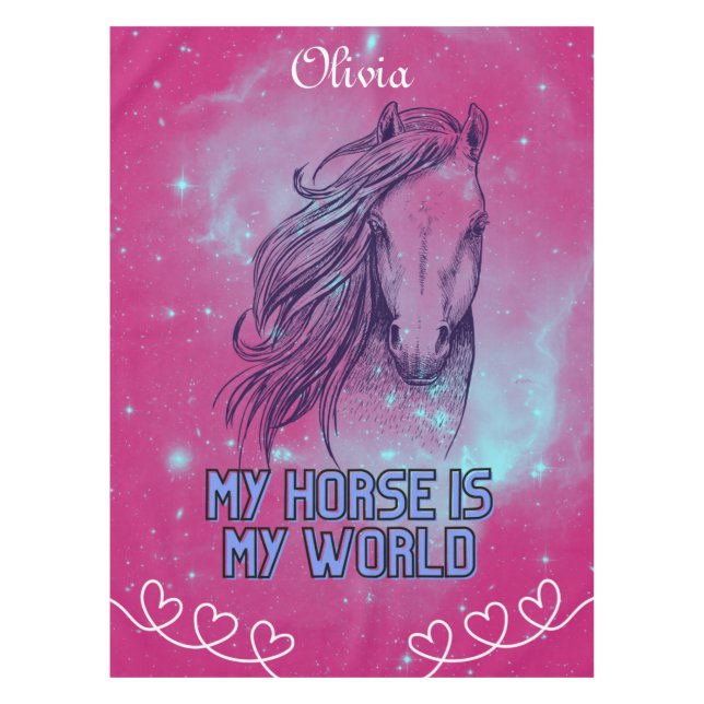 My Horse Is My World Magenta   Tablecloth (Front)