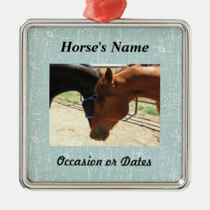 My Horse Photo with Snowflakes Metal Tree Decoration