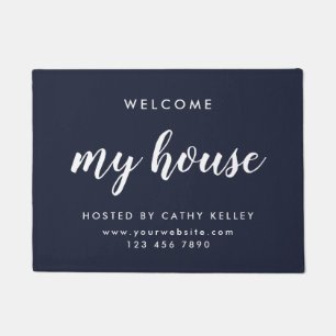 My House Real Estate Navy Blue Realtor Doormat