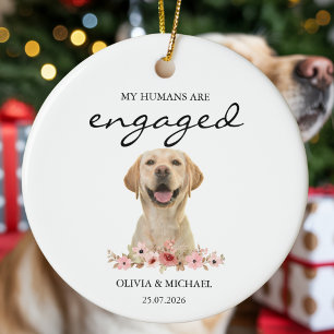 My Humans Are Engaged Personalized Dog Gift Ceramic Tree Decoration