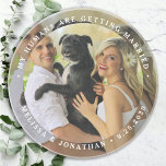 My Humans Are Getting Married Custom Dog Photo  Coaster<br><div class="desc">Celebrate your engagement and give unique dog wedding save the dates with these custom photo, and personalised 'My Humans Are Getting Married" wedding save the date coaster. This custom photo wedding coaster is perfect for engagement party favours, and an alternative to dog save the date cards. Customise with your favourite...</div>