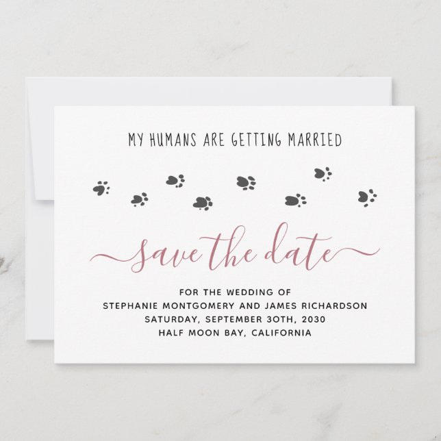 My Humans Getting Married Rose Gold Pet Wedding Save The Date (Front)