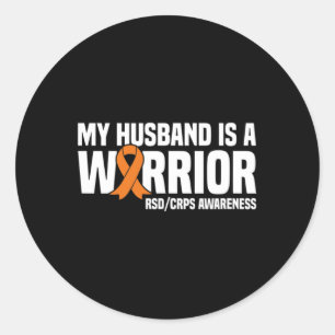 My Husband Is A Warrior Orange Ribbon Rsdcrps Awar Classic Round Sticker