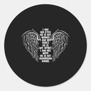 My Husband Is My Guardian Angel Widowed Wife Classic Round Sticker