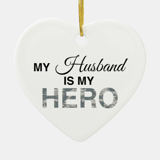 My Husband is my Hero Digital Camouflage Ceramic Tree Decoration (Front)