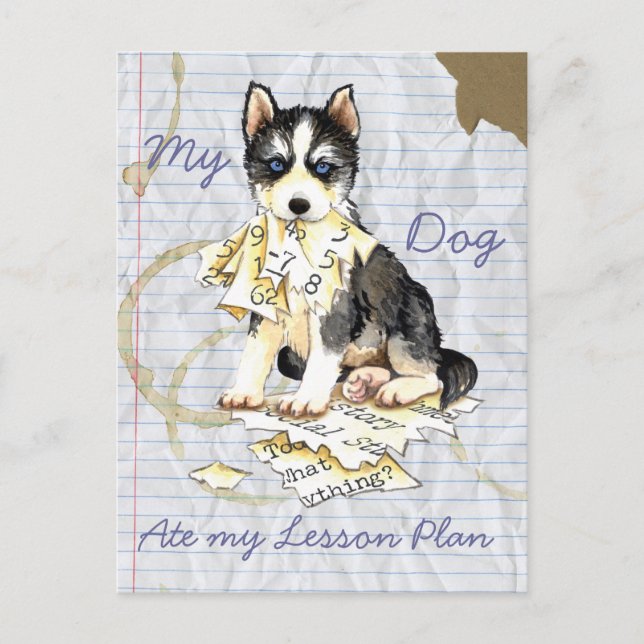 My Husky Ate my Lesson Plan Postcard (Front)