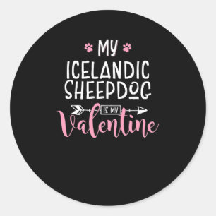 My Icelandic Sheepdog Is My Valentine Party Gift  Classic Round Sticker
