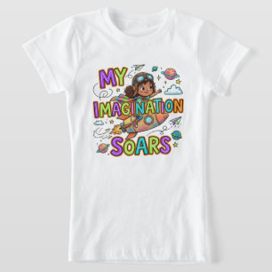 My Imagination Soars Cute Girl Astronaut T-Shirt