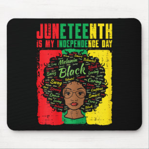 My Independence Day Afro Woman Women Girls Kids Mouse Pad