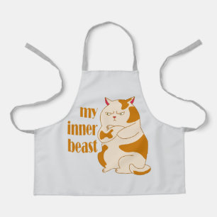 My inner beast lazy fat cat motivational quote apron