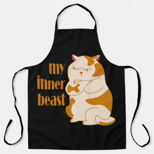 My inner beast lazy fat cat motivational quote apron