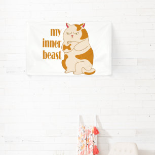 My inner beast lazy fat cat motivational quote banner