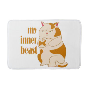 My inner beast lazy fat cat motivational quote bath mat
