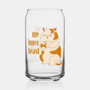My inner beast lazy fat cat motivational quote can glass