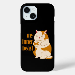 My inner beast lazy fat cat motivational quote iPhone 15 case