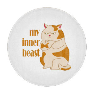My inner beast lazy fat cat motivational quote cutting board