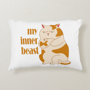 My inner beast lazy fat cat motivational quote decorative cushion