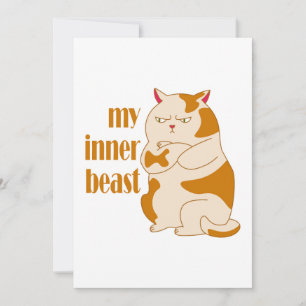 My inner beast lazy fat cat motivational quote holiday card