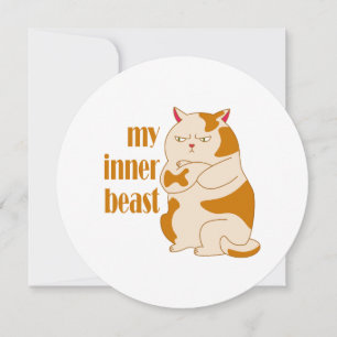 My inner beast lazy fat cat motivational quote holiday card