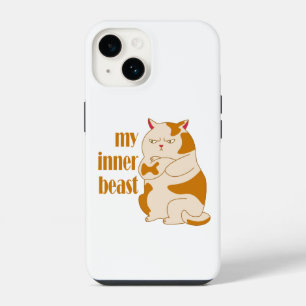 My inner beast lazy fat cat motivational quote iPhone 14 case