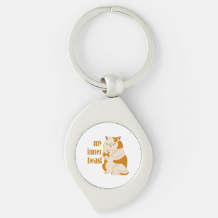 My inner beast lazy fat cat motivational quote key ring