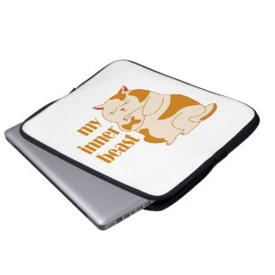 My inner beast lazy fat cat motivational quote laptop sleeve