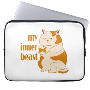 My inner beast lazy fat cat motivational quote laptop sleeve