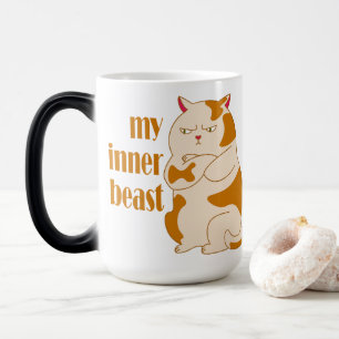My inner beast lazy fat cat motivational quote magic mug